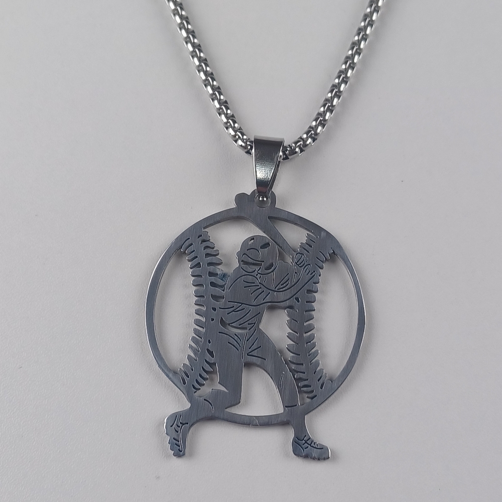 Baseball Player Pendant Necklace | High Quality 304 Stainless Steel Jewelry